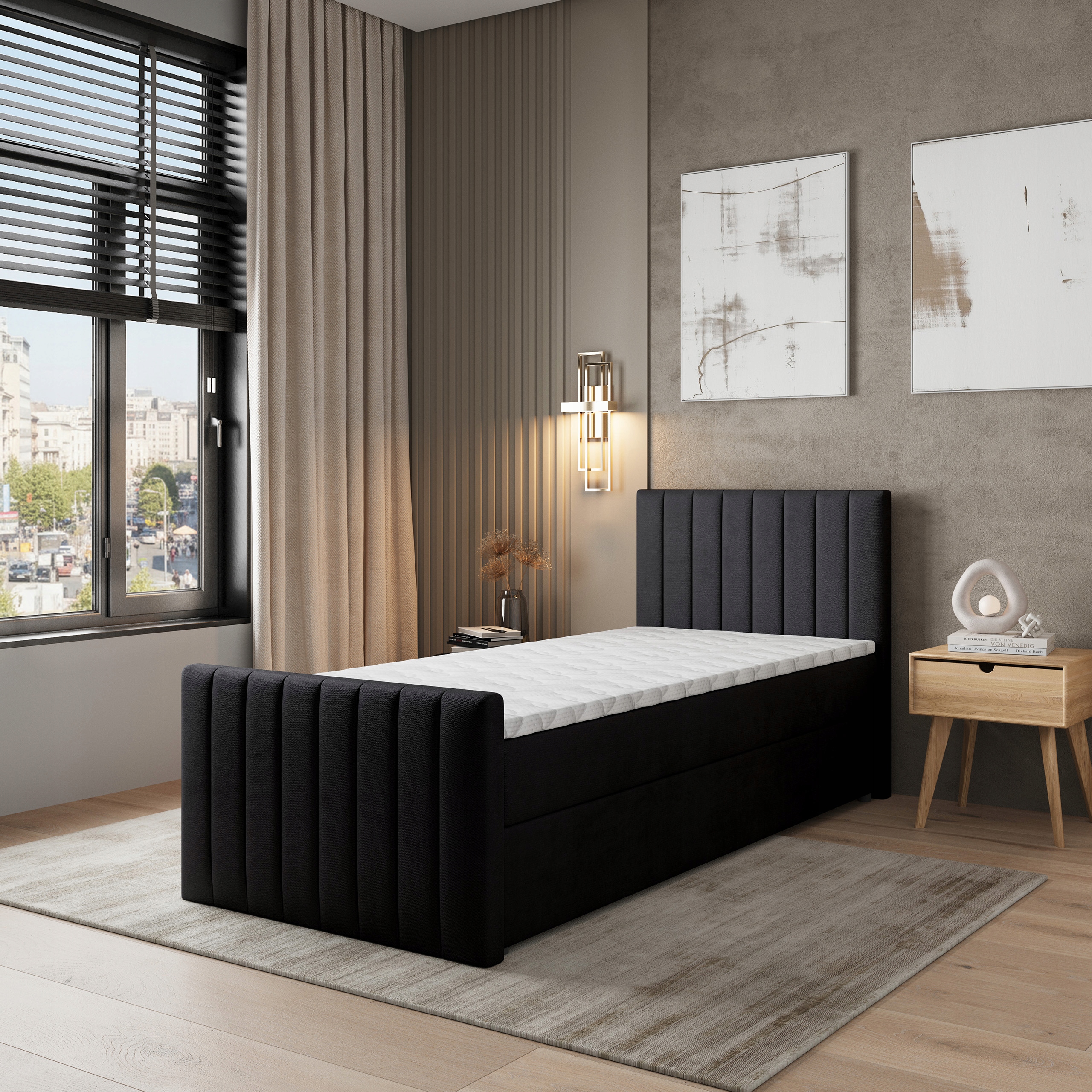 Jednolůžko Arion 90x200 cm s matrací Jednolůžkové Pro Mládež černé
