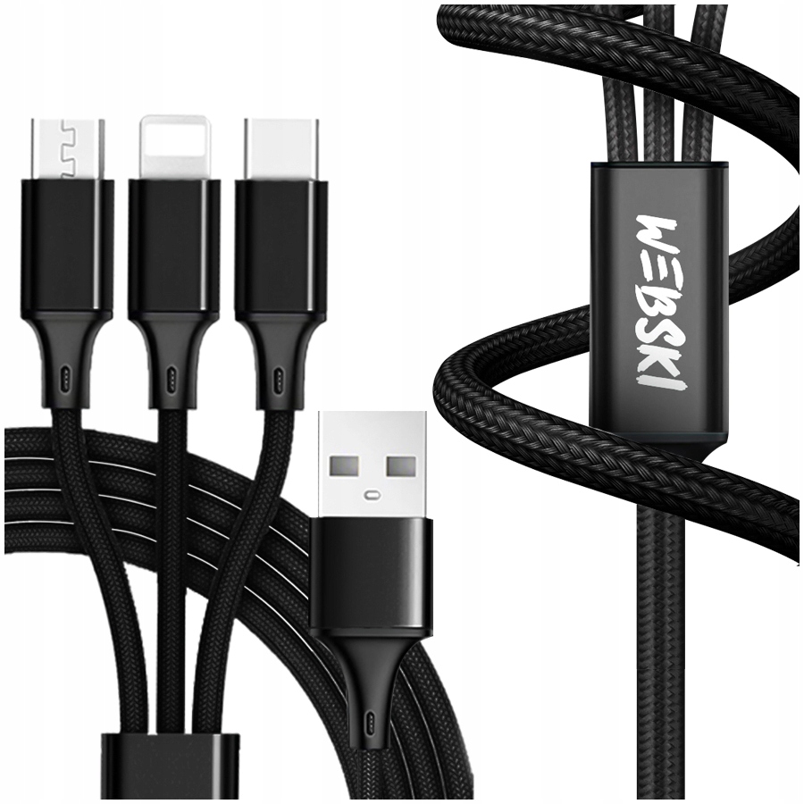 

Kabel 3w1 Webski Pro Series microUSB Typ-c iPhone