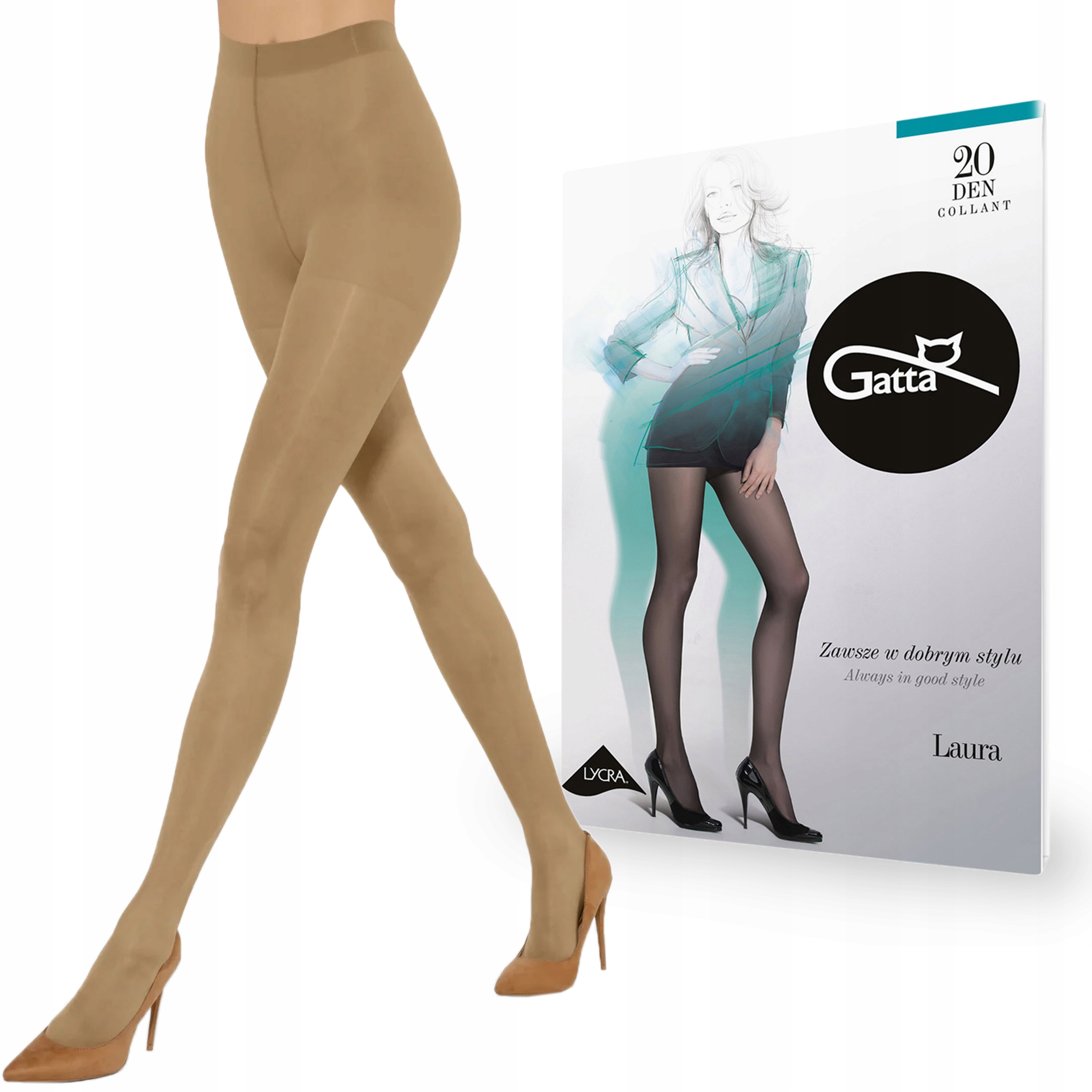 Rajstopy Gatta Laura 20 den lycra, Beige 5-XL