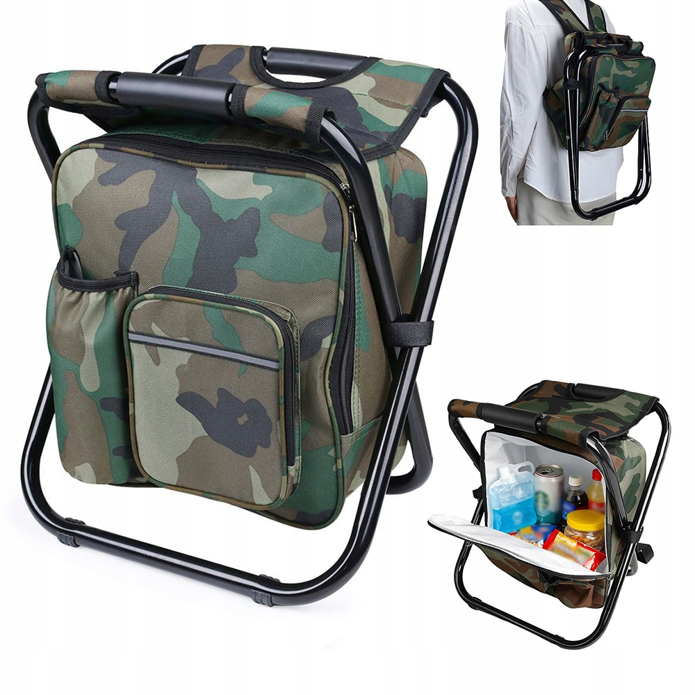 Składane Krzesełko Wędkarskie Plecakiem 2w1 Stolek Wedkarski