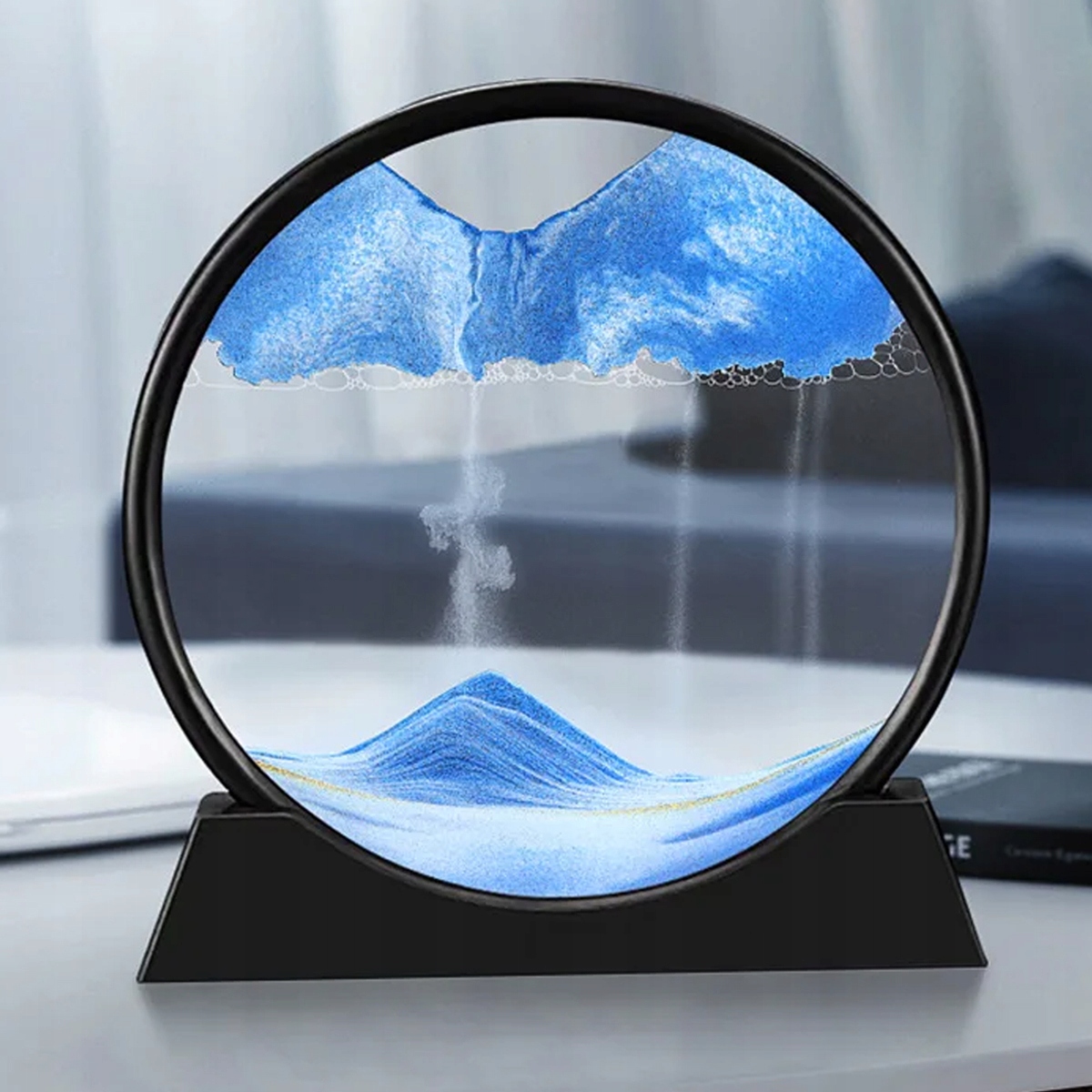 OBRAZ 3D GŁĘBOKIE MORZE PIASEK OZDOBA DEKORACJA STOŁOWA OBROTOWA KLEPSYDRA Wysokość produktu 19 cm