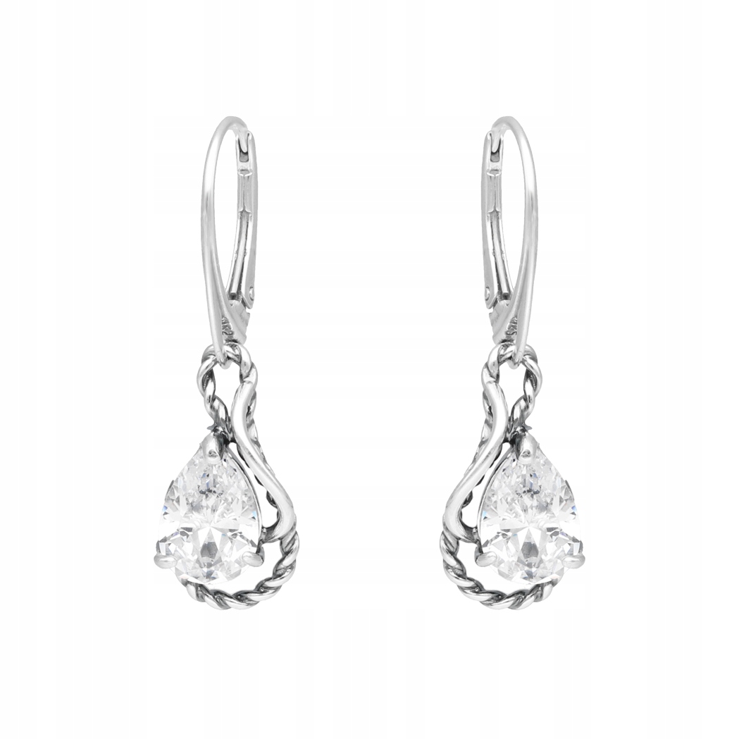 Náušnice s copánkem a bílým zirkonem, stříbro