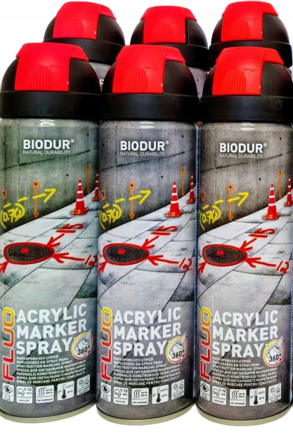 

Spray Farba Geodezyjna do znakowania Czerwony 6szt