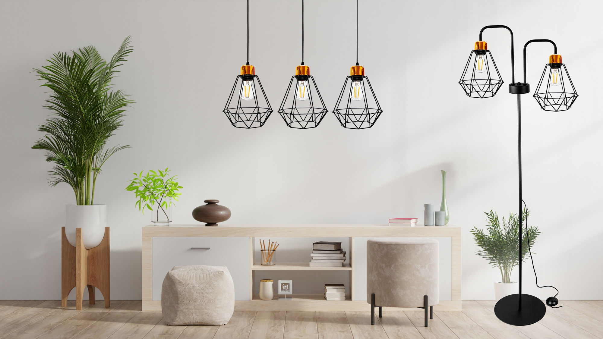 MODNA LAMPA STOJĄCA PODŁOGOWA LOFT EDISON PODWÓJNA Marka Glimex