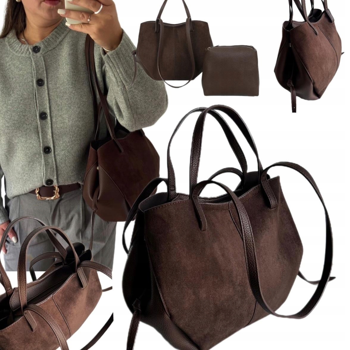 Dámská Kabelka Dárek Na Velikonoce Gallantry Paris Shopper Hnědá Semišová
