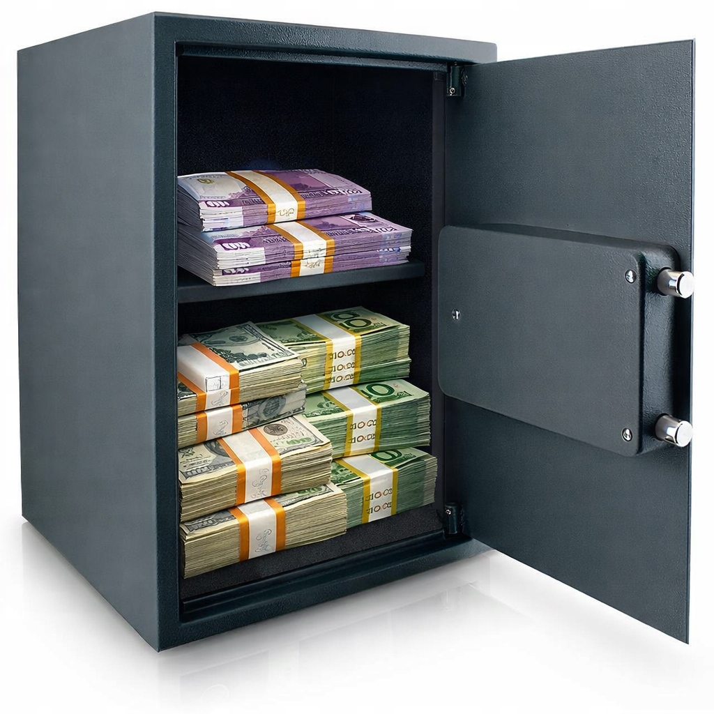 Sejf pancerna Bituxx grafit duża szafa 20 kg, elektroniczny zamek, półka