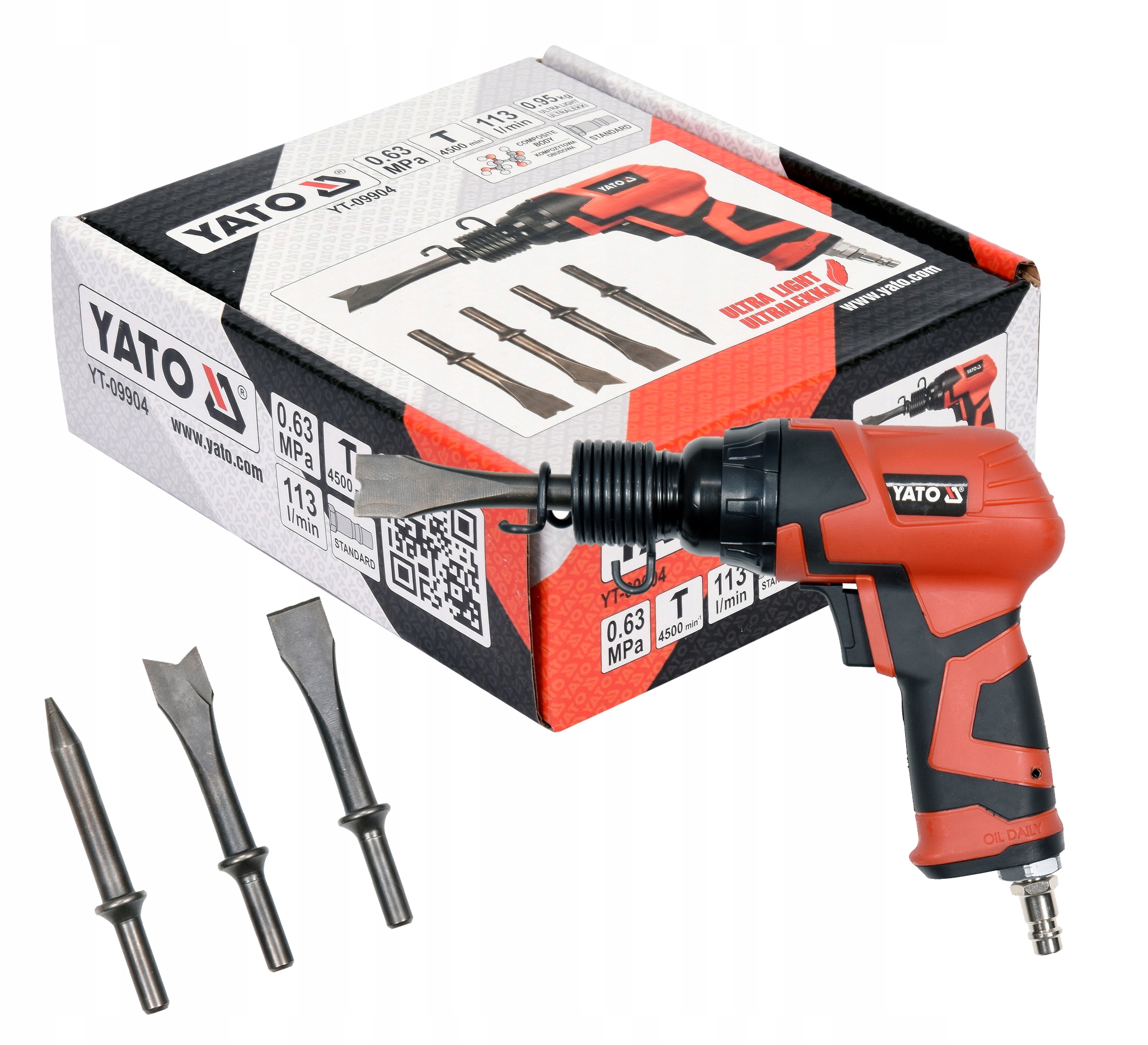 MŁOTEK PNEUMATYCZNY Z KOMPOZYTU 4 DŁUTA 0,63MPA