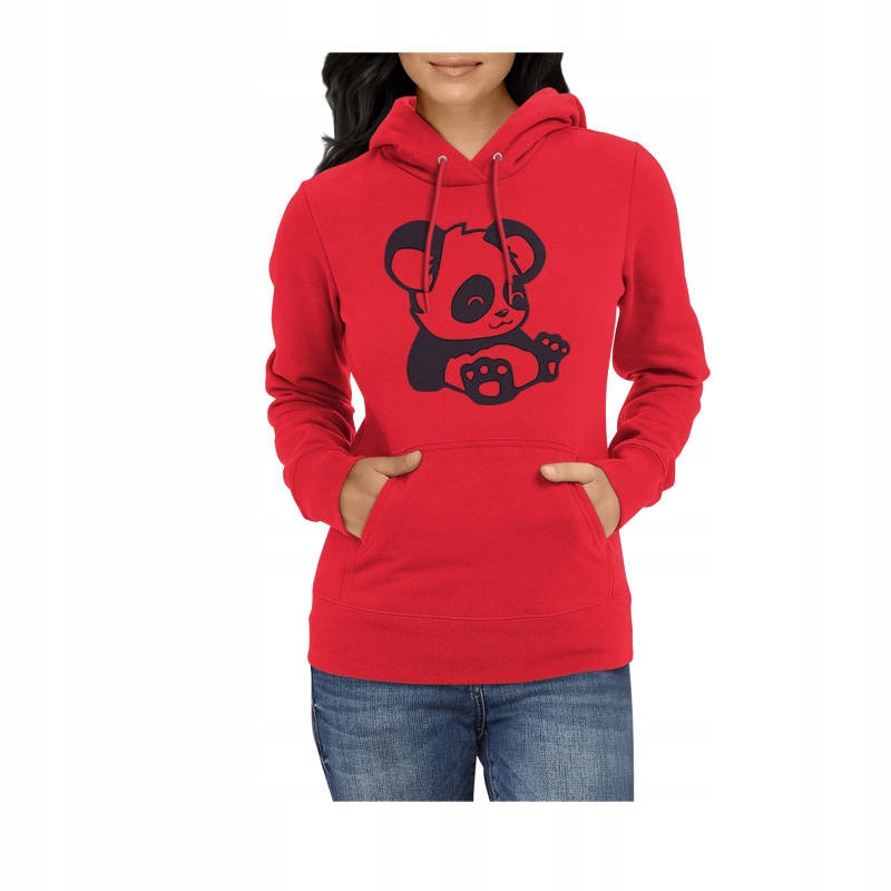 

Bluza damska Z Uroczą Pandą, kangurka, czerwień XL