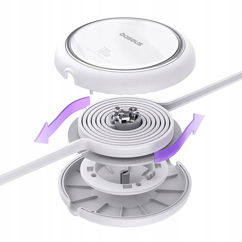 BASEUS ZWIJANY KABEL PRZEWÓD USB-C DO USB-C SZYBKIE ŁADOWANIE PD 100W 1M Kolor biały