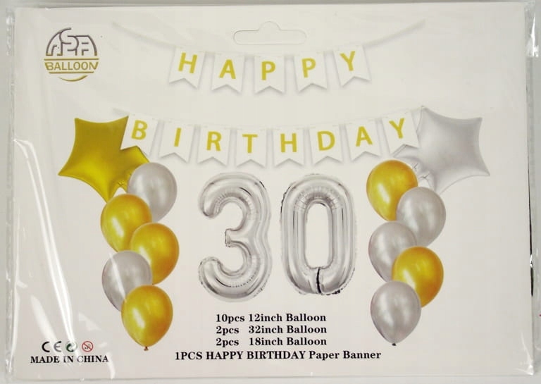 BALONY NA 30 URODZINY ZESTAW BALONÓW CYFRA