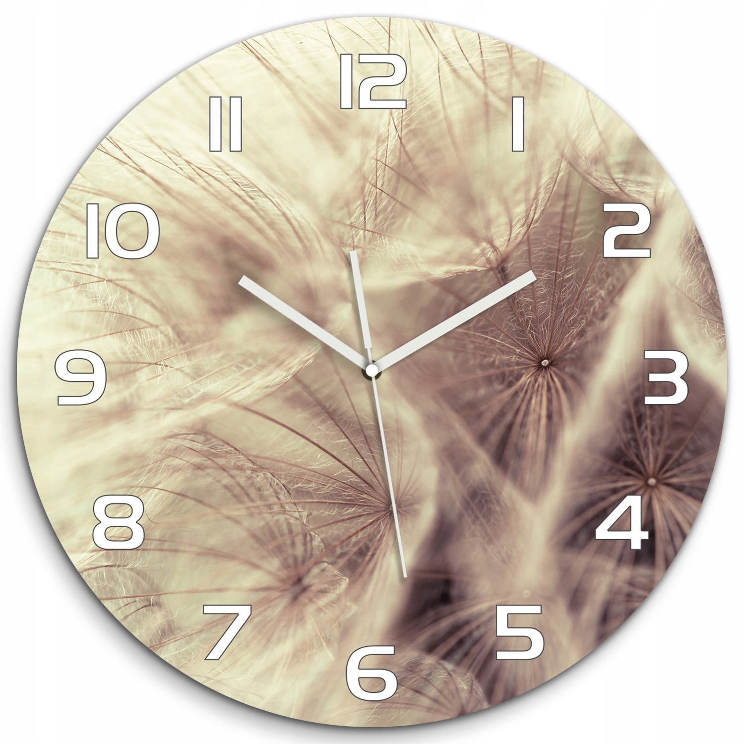 

Duży okrągły zegar ze szkła Dmuchawiec fi 60 cm