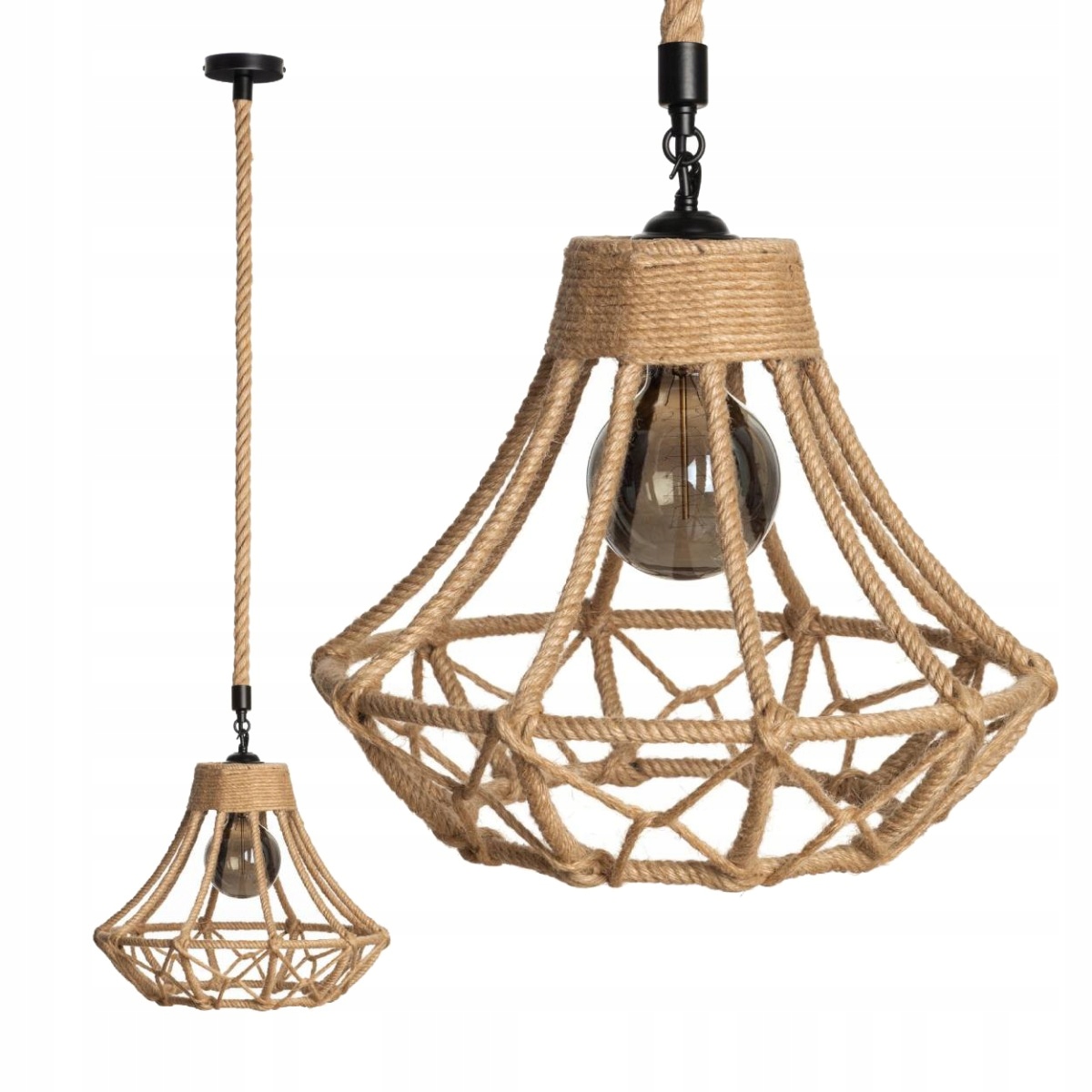 

Lampa Sufitowa Wisząca Boho Sznur Lina Żyrandol