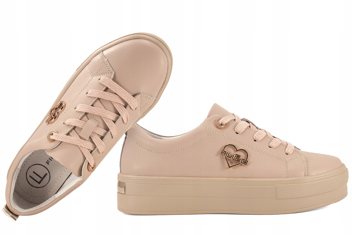 Filippo DP3533 Dámské Polobotky Tenisky Na Platformě, Kožené, béžové 41
