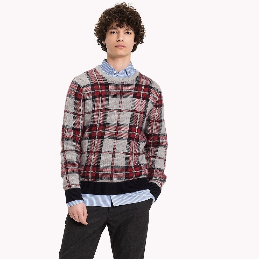 Tommy Hilfiger Tříbarevný Kostkovaný Svetr (s)