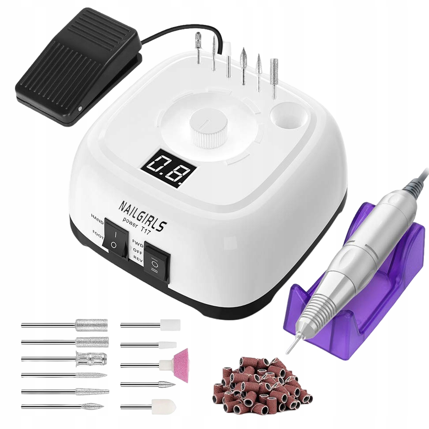 Pilník 5 Různých Vrtáků Na Nehty S Pedálem 220 V