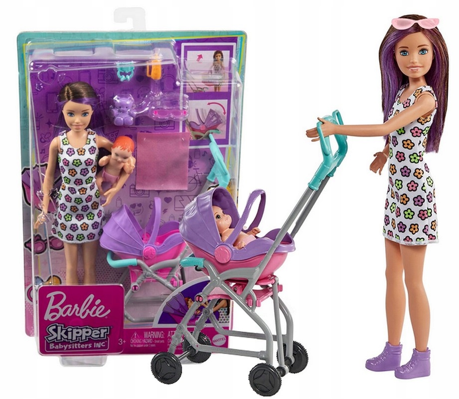 

Lalka Barbie Skipper Z Wózkiem I Bobasem