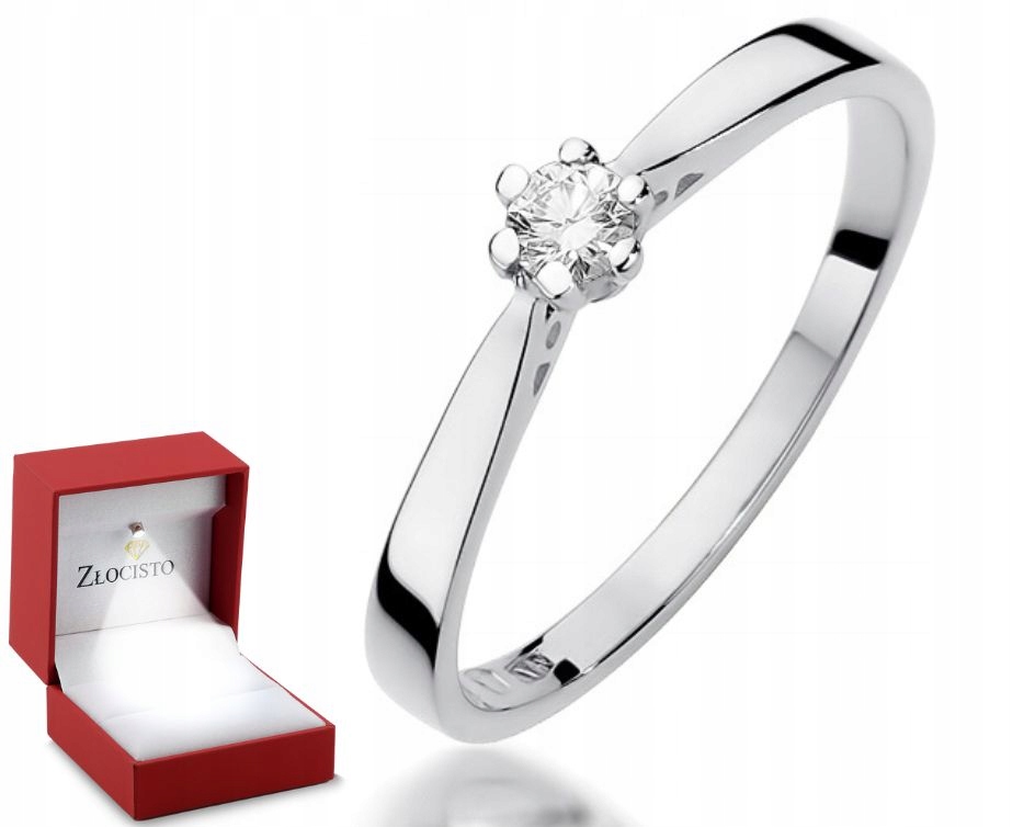 Prstýnek s briliantem Bílé Zlato 585 Gravírování