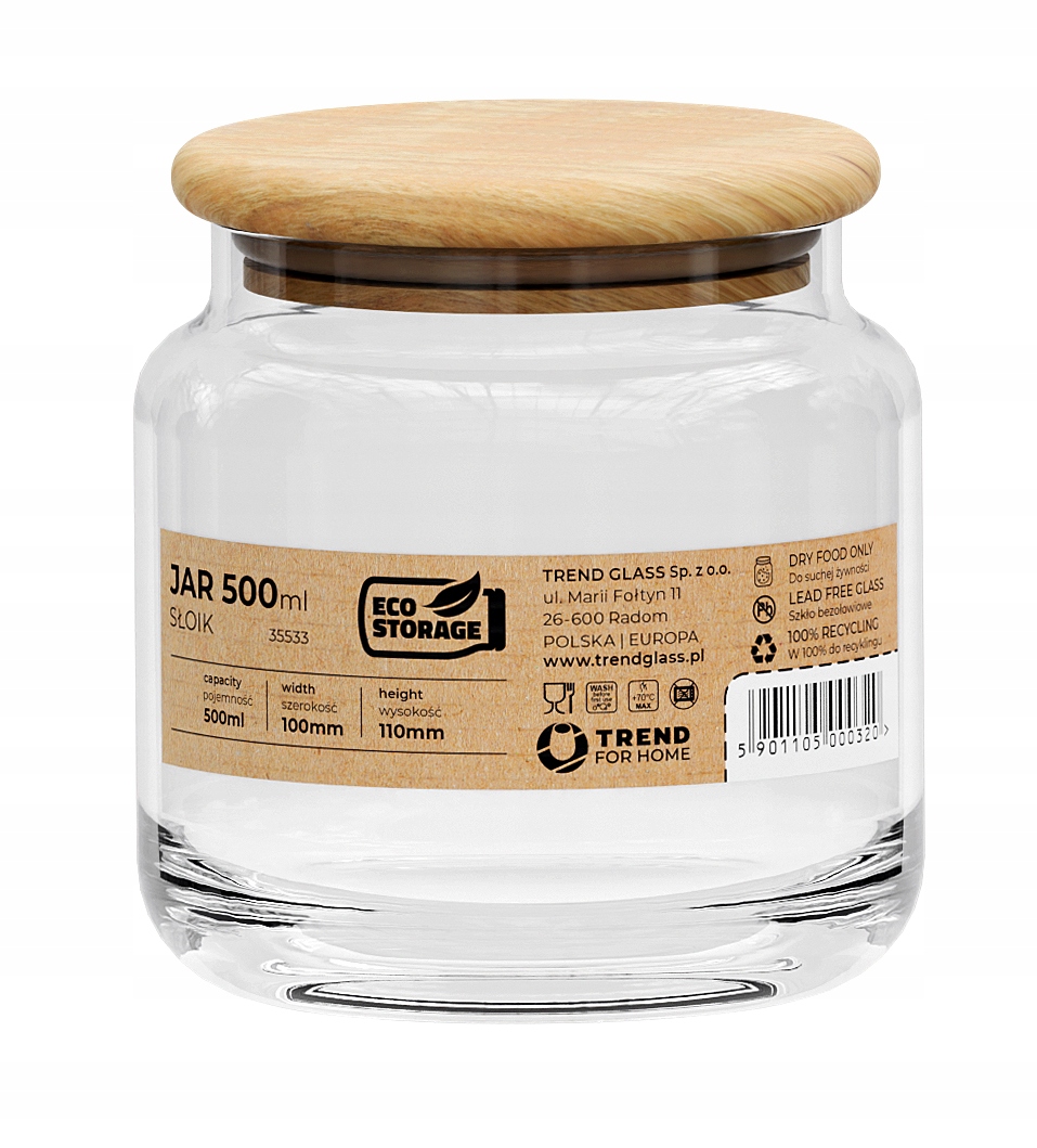 

Pojemnik szklany słoik do sypkich produktów 500ml