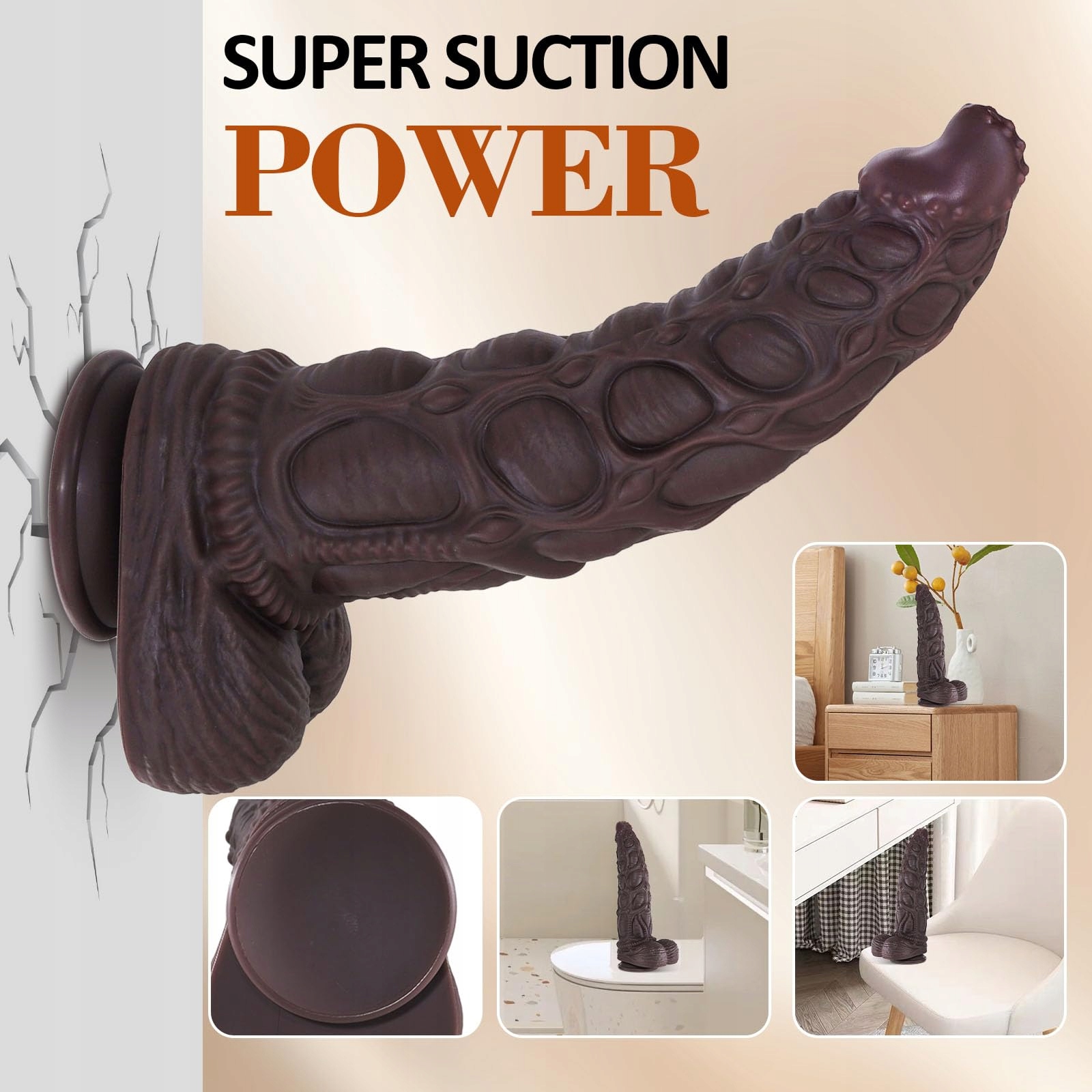 XXL MONSTER Dildo Realistyczny Duży Dildo G-Punkt Mocna Przyssawka — miniatura 6