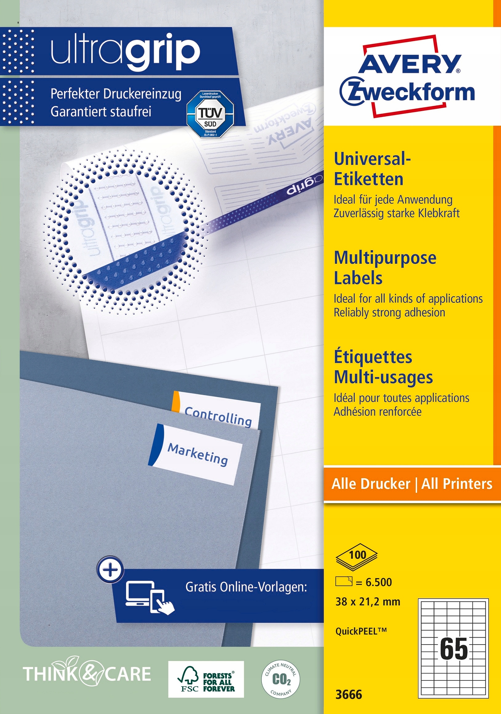 Etykiety samop. A4 Avery [100] 38/21,2