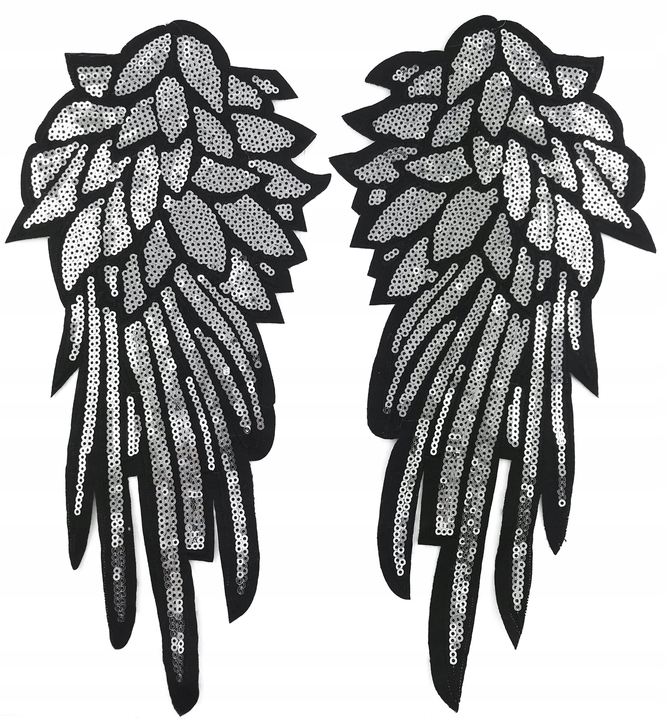 

Cekiny srebrne Skrzydła naszywka duża 29cm