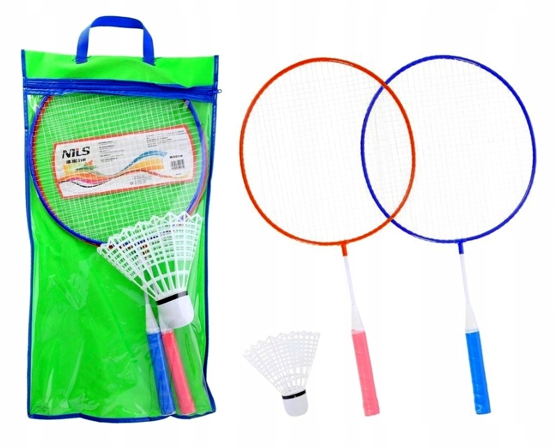 BADMINTON PALETY RAKIETKI STALOWE + LOTKA + ETUI Paletki Badbington