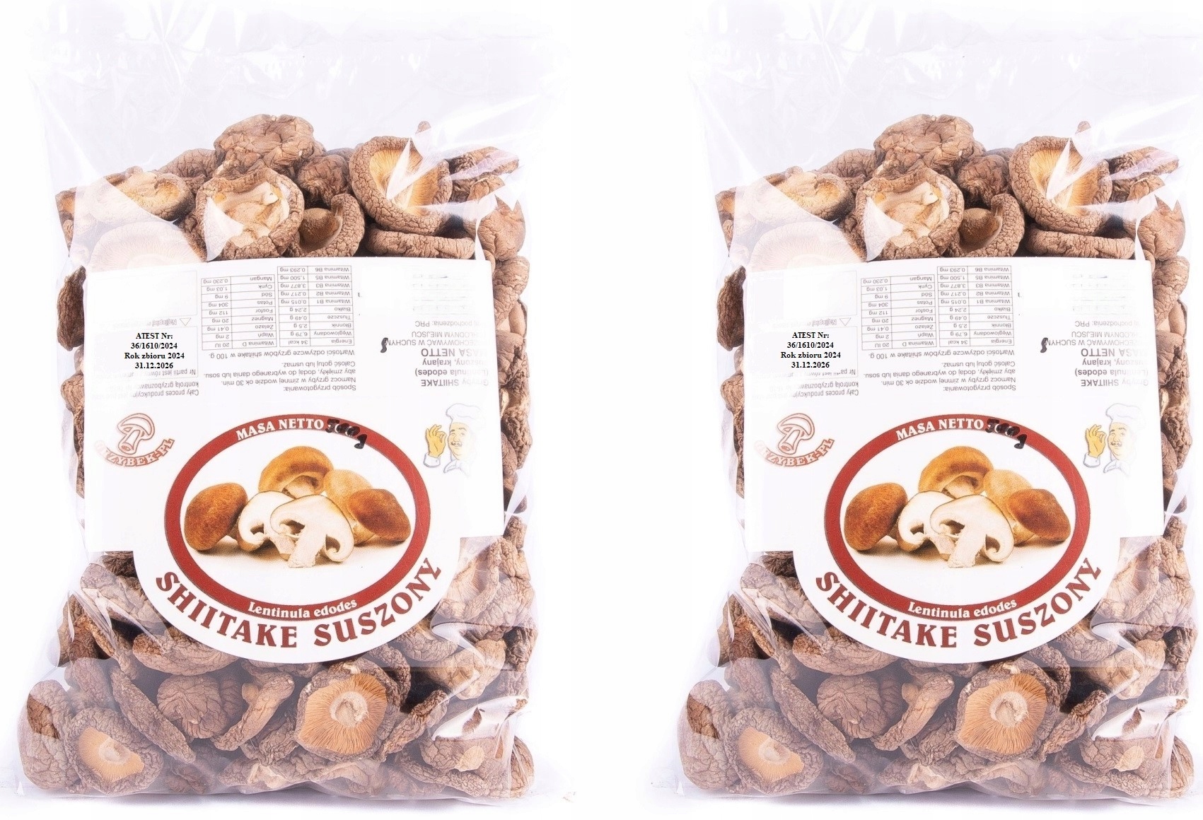 Shitake (Poku) Klobouky 3kg Nová Sbírka 2025 Atest sušené houby