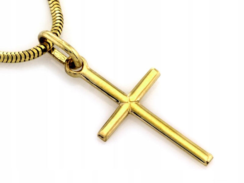 Zlatý křížek 585 Kříž hladký Leštěný vzor Jednoduchý 0.61g na křtiny