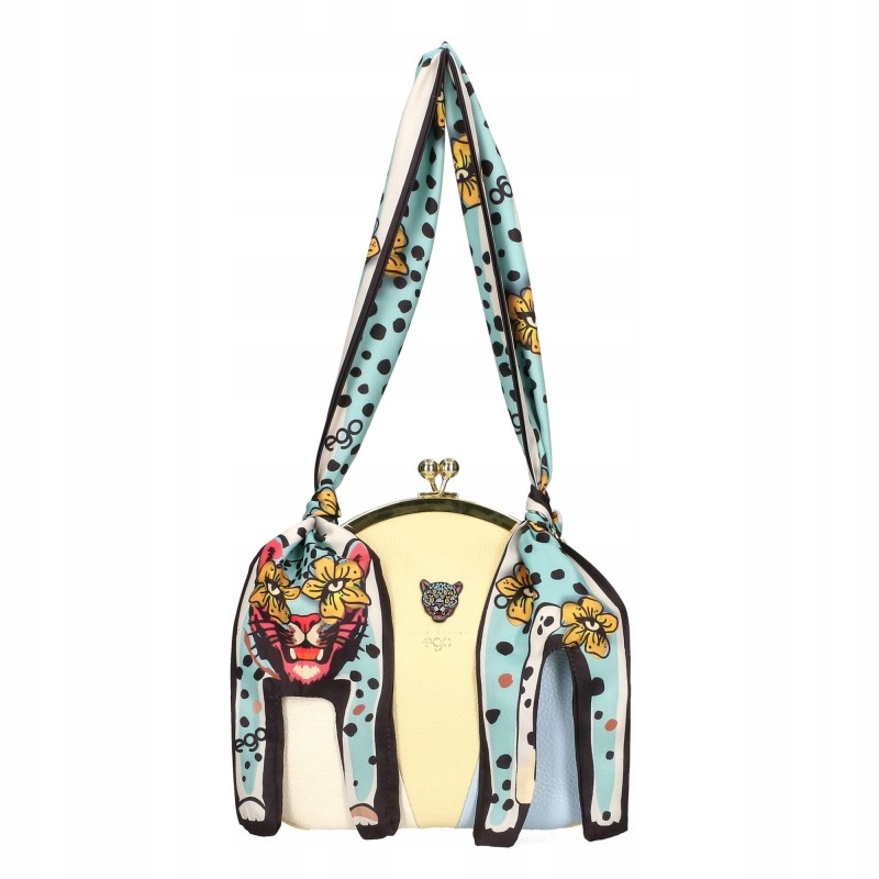 Dámská kožená kabelka Ego bigiel malá Wild Flower crossbody 2 proužky