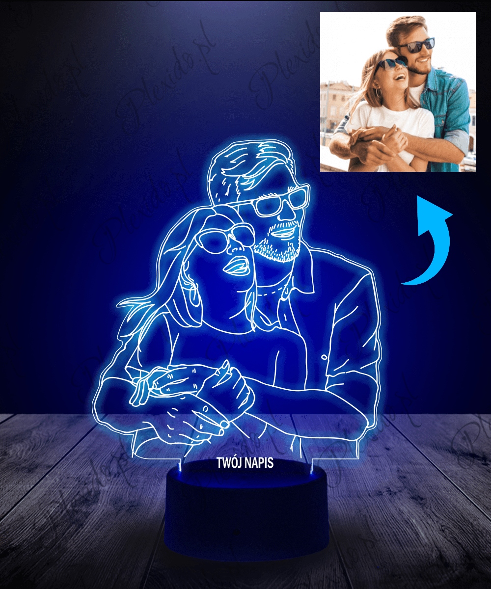 Statuetka LED na Walentynki Twoje Zdjęcie Plexido Kod producenta Prezent na Walentynki Statuetka Plexido