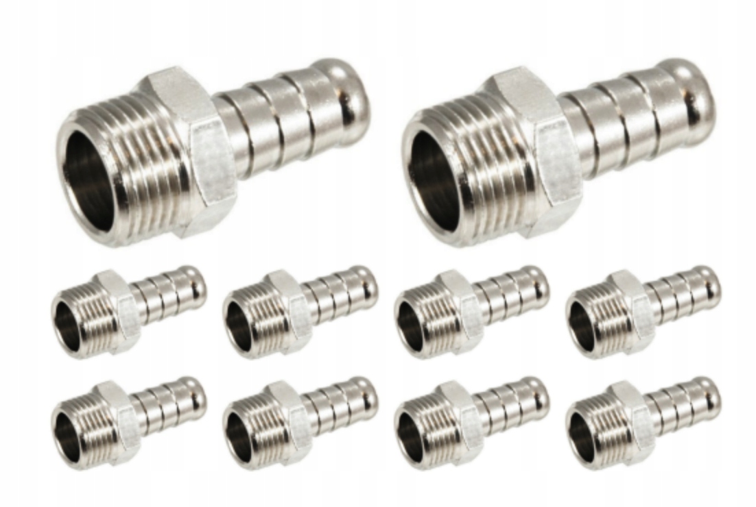 Króciec mosiężny złączka pneumatyczna gwint 3/4" na wąż 20mm 10szt