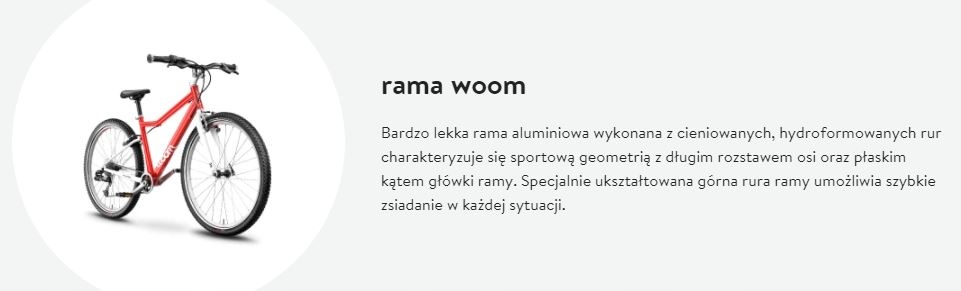 Lekki Rower dla dziecka Woom 6 czerwony 26'' Rozmiar koła (