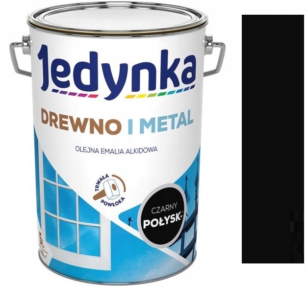 Jedynka Farba Do Drewna I Metalu Czarny Połysk 5L