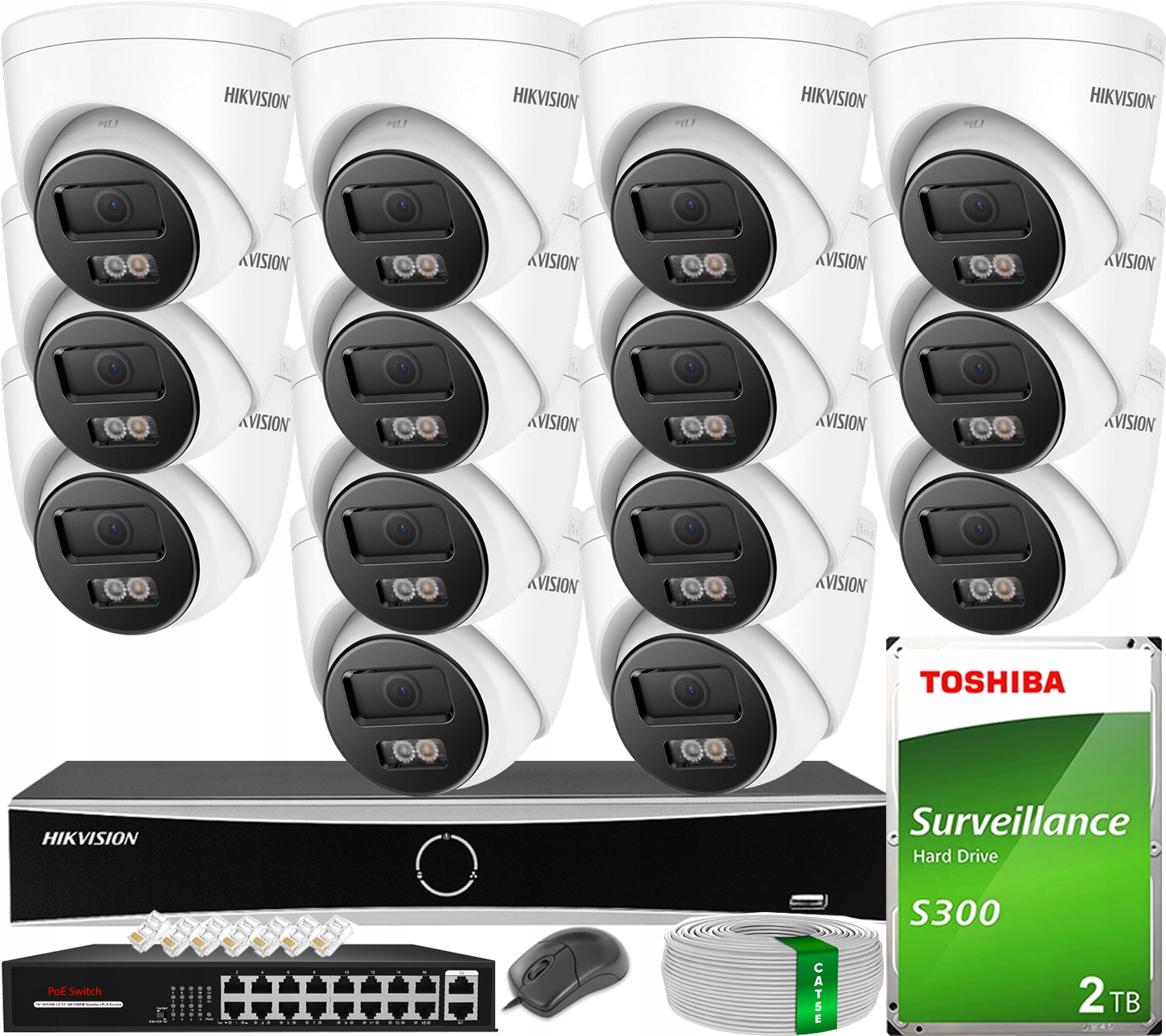 Monitoring Hikvision 14 Kamer Ip 6MPX Smart Hybrid Light Externí Hdd 2TB