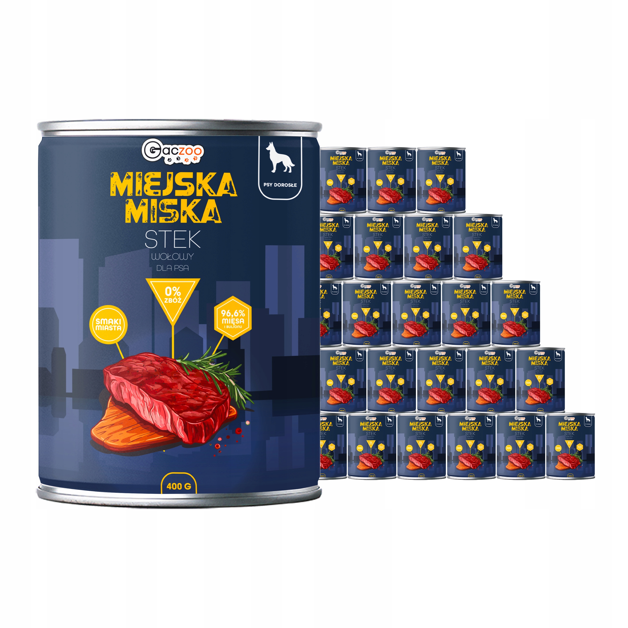 Levně Krmivo pro psa Městská miska Gaczoo Hovězí steak 24 x 400 g bez obilovin