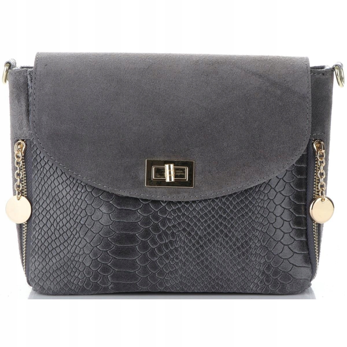 Kožená taška Kabelka Přes Rameno Vittoria Gotti Šedá