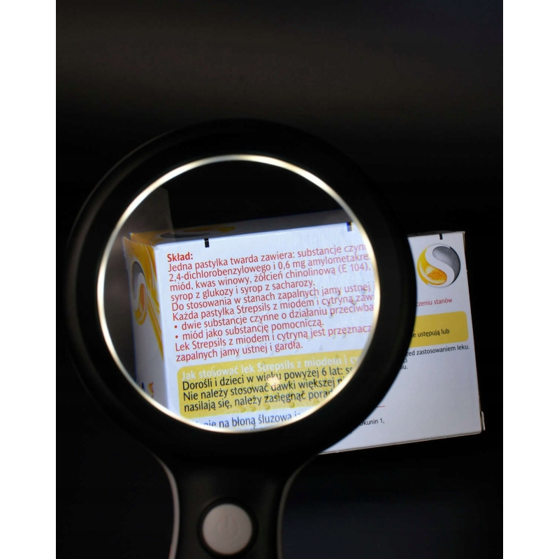 LUPA SZKŁO POWIĘKSZAJĄCE 10x Z PODŚWIETLENIEM 18 LED Kod producenta DUŻA LUPA SZKLANA POWIĘKSZENIE OŚWIETLE