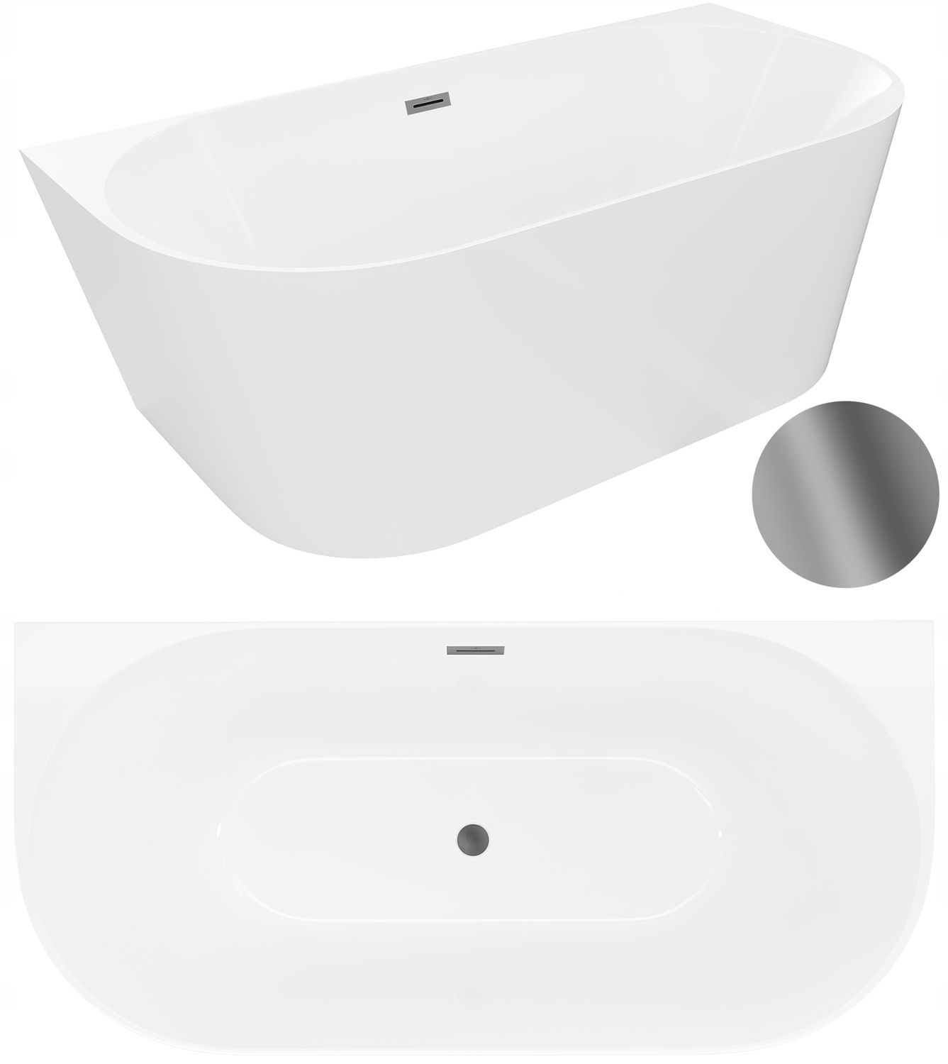 Mexen Oval Slim Wanna Wolnostojąca Przyścienna Biała 170x80 Gun Metal