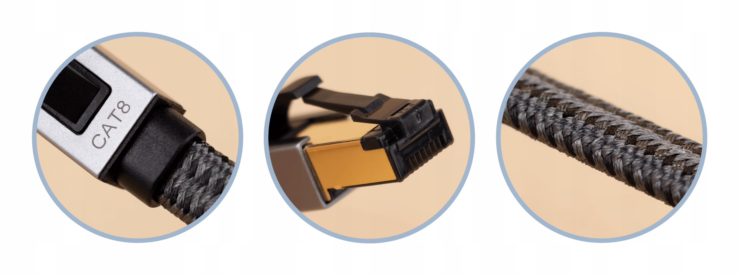 Kabel Sieciowy LAN ETHERNET RJ45 Cat8 SFTP 40Gbps 3M Skrętka Płaski Długość kabla 3 m