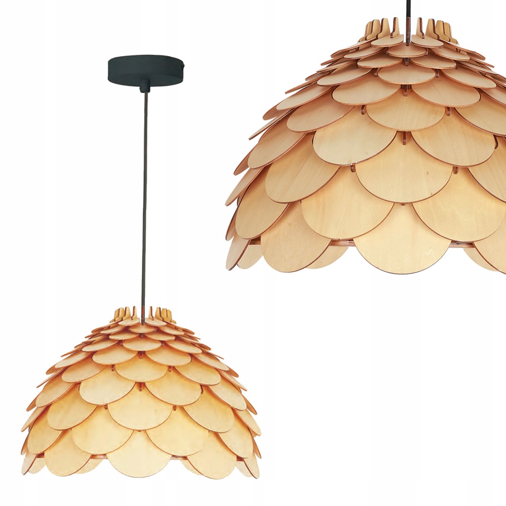 Závěsná lampa s dřevěným stínítkem Burgo do obývacího pokoje Ø35 cm Light Prestige