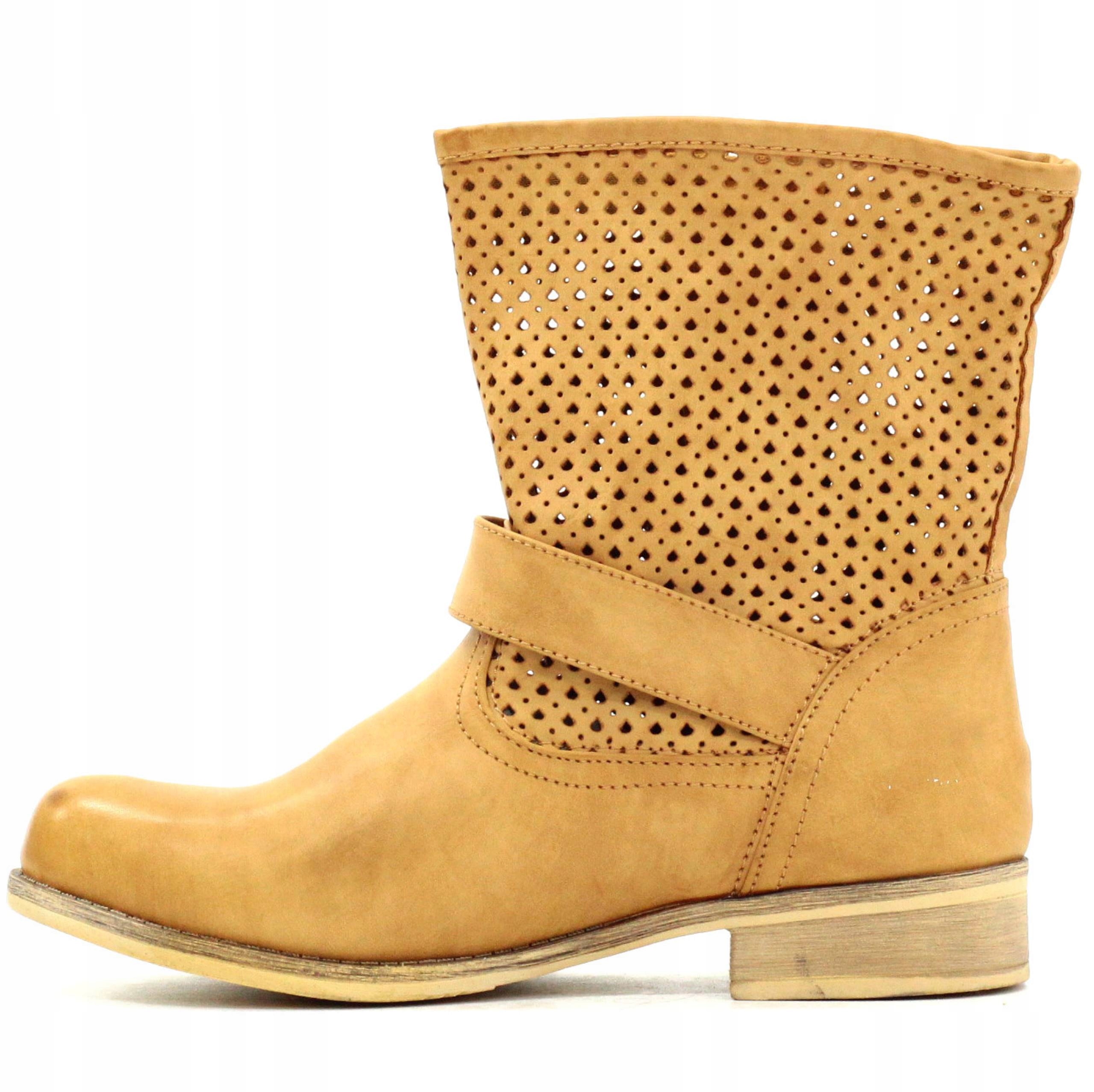 BOTKI DAMSKIE BUTY AŻUROWE BUTY PŁASKIE WIOSENNE Marka inna