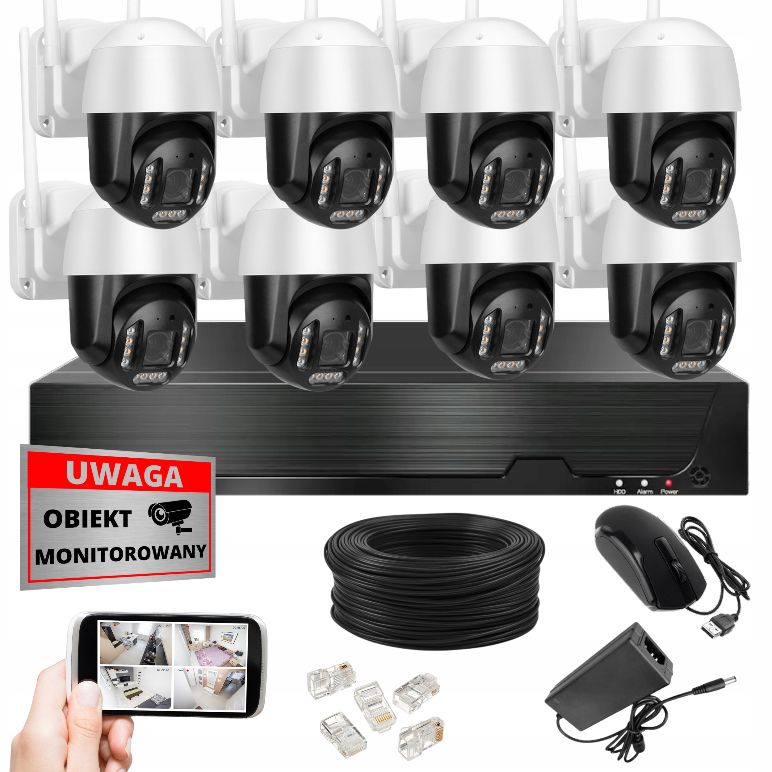 Sada Kamer Na Monitorovanie Ip Poe 5MPX 2K Uhd Záznamník Nvr Otočné Kamery