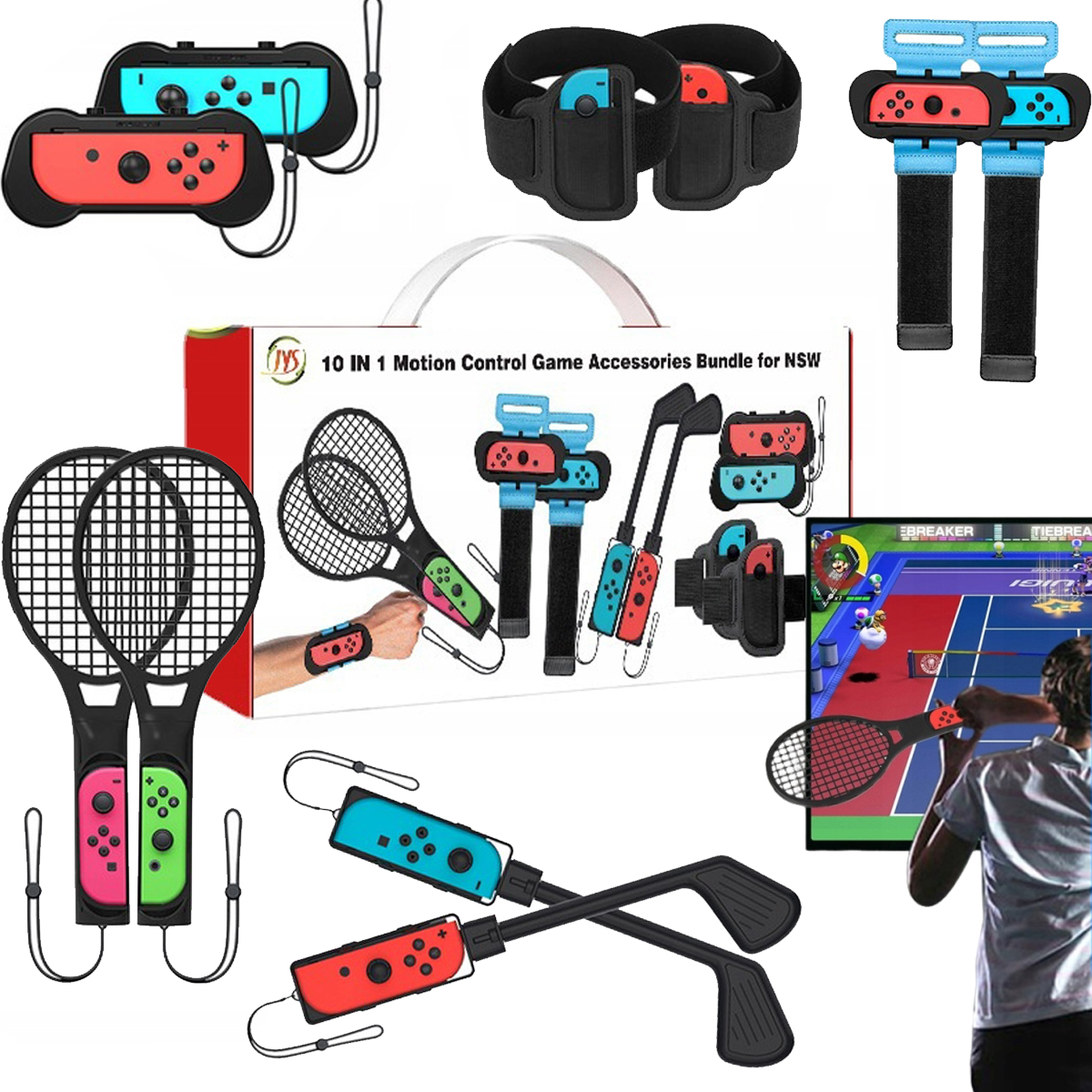 Zestaw Akcesoria Uchwyty Mocowania 10w1 do Joy-Con Nintendo Switch Oled