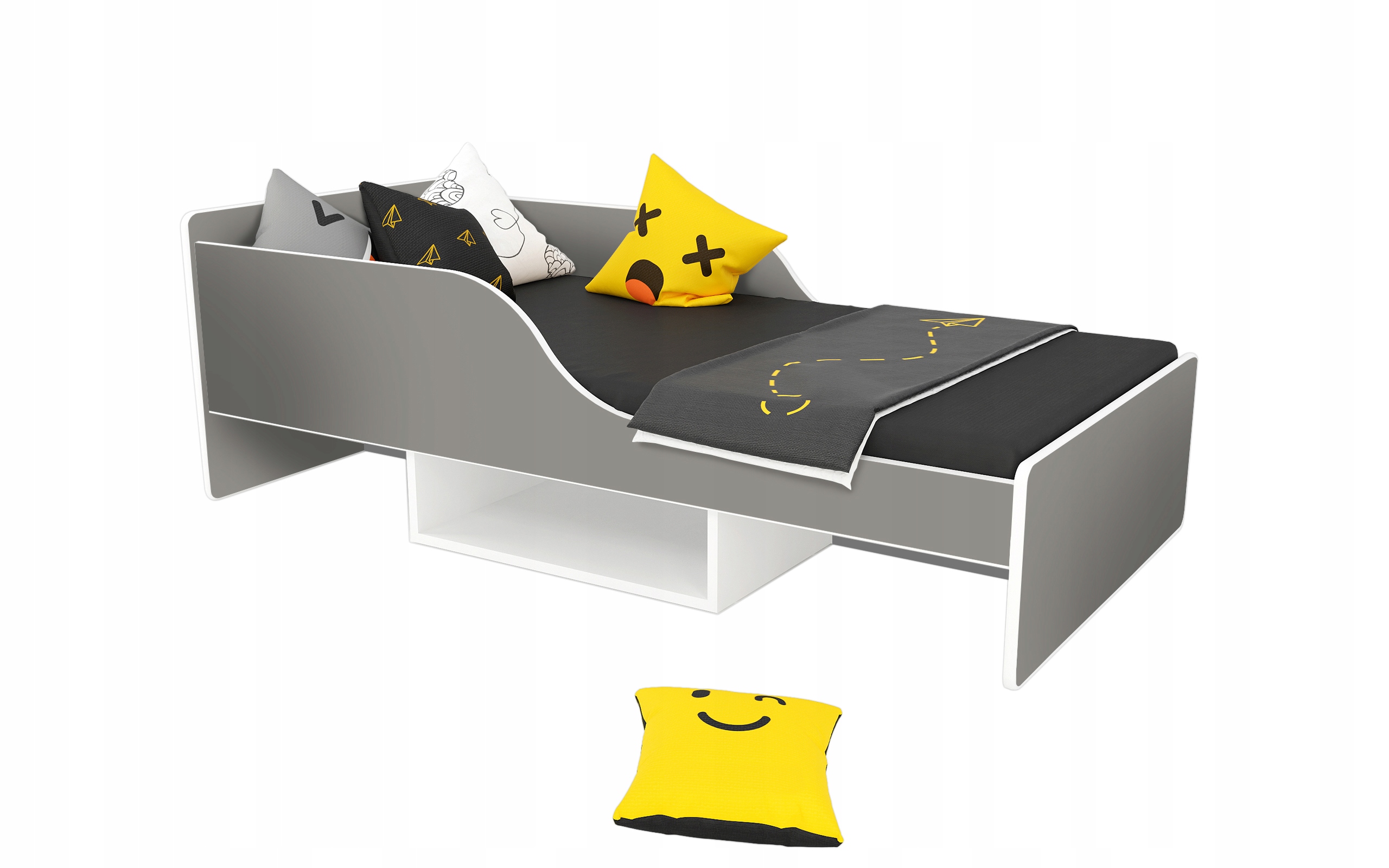 Łóżko dziecięce SMILE 140x70 szaro-białe Marka Lendo