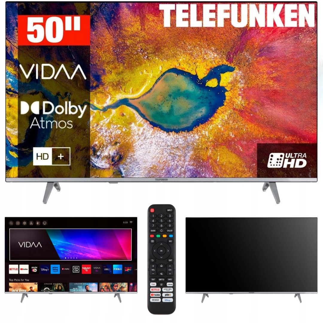 Telewizor Smart Tv Led 50" Telefunken D50U875M8CW DVBT2 4K HDR10 Bezramkowy