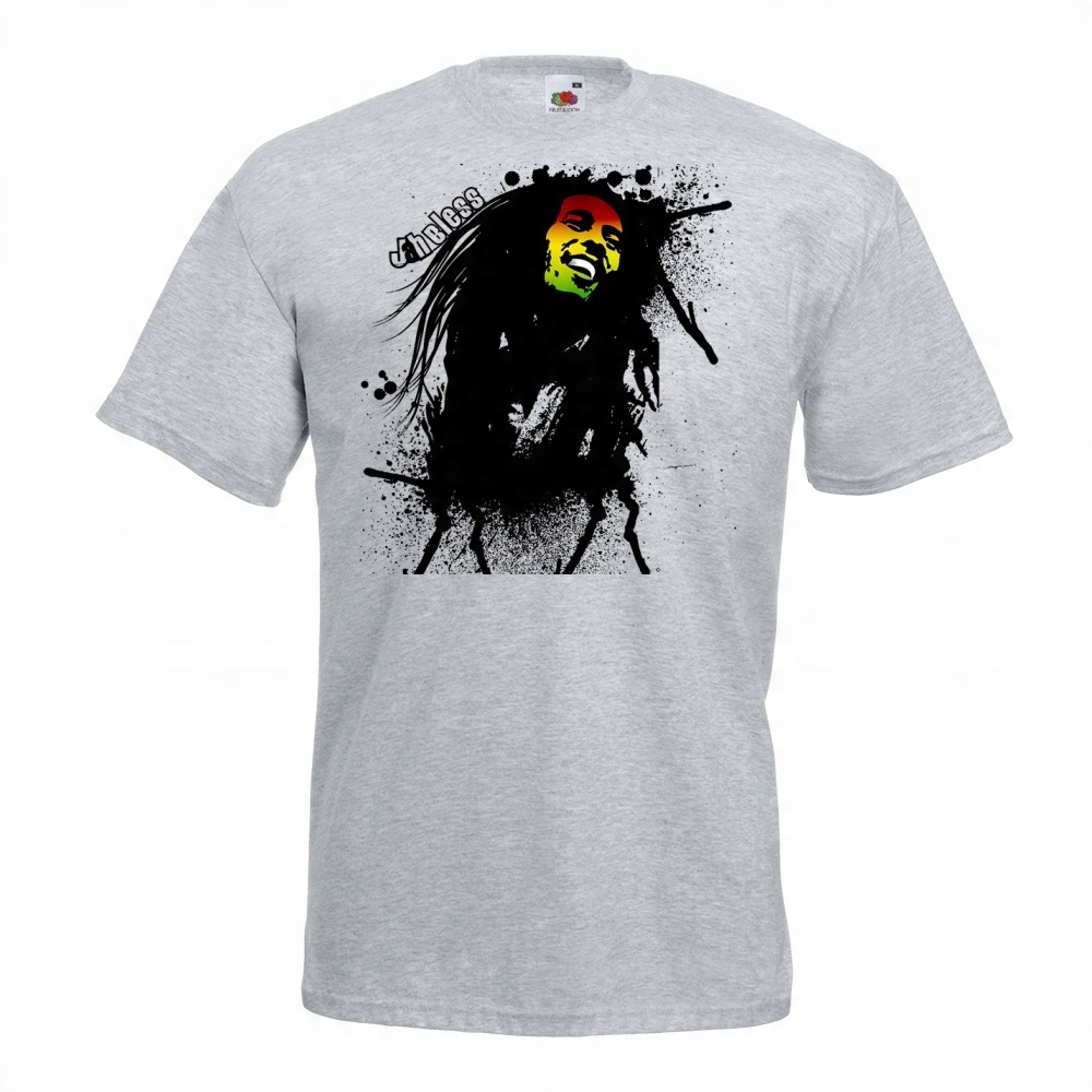 

Koszulka z nadrukiem reggae Marley rasta S szara