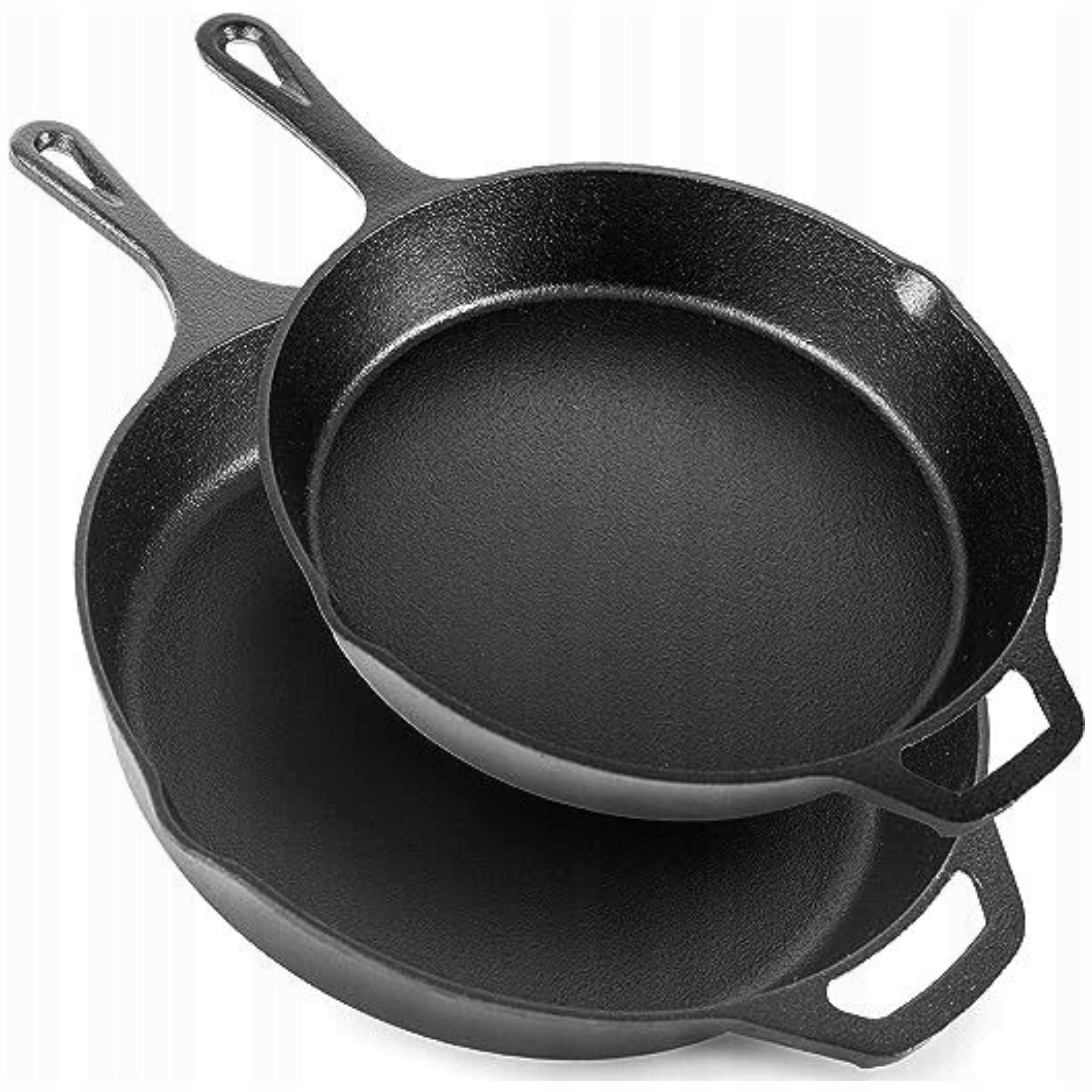 Patelnia Żeliwna Duża Zestaw 26cm i 31cm Indukcja Ognisko Grill Talerz