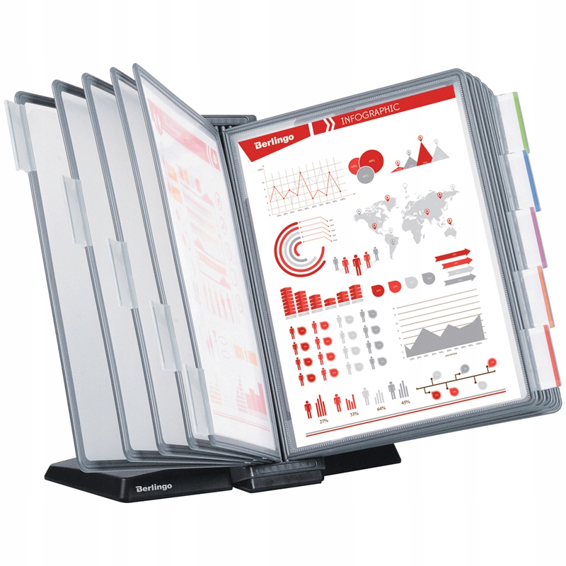 Berlingo Pulpitowy system prezentacyjny A4, 10 paneli, stacjonarny