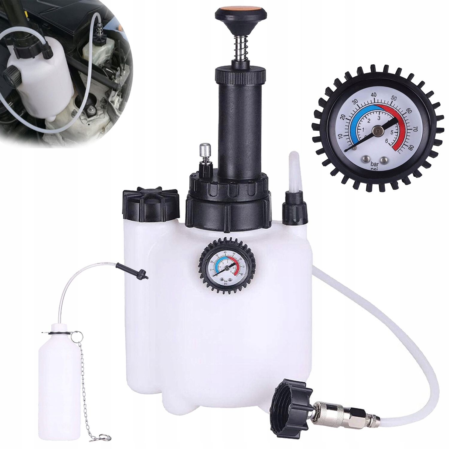 3 l+1 l ruční sada pro výměnu brzdové kapaliny s manometrem