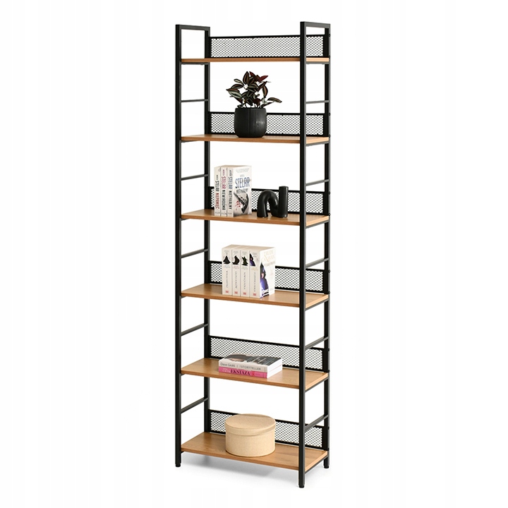 Regał Mebel-Partner 60 x 187 x 28 cm czarny, dąb